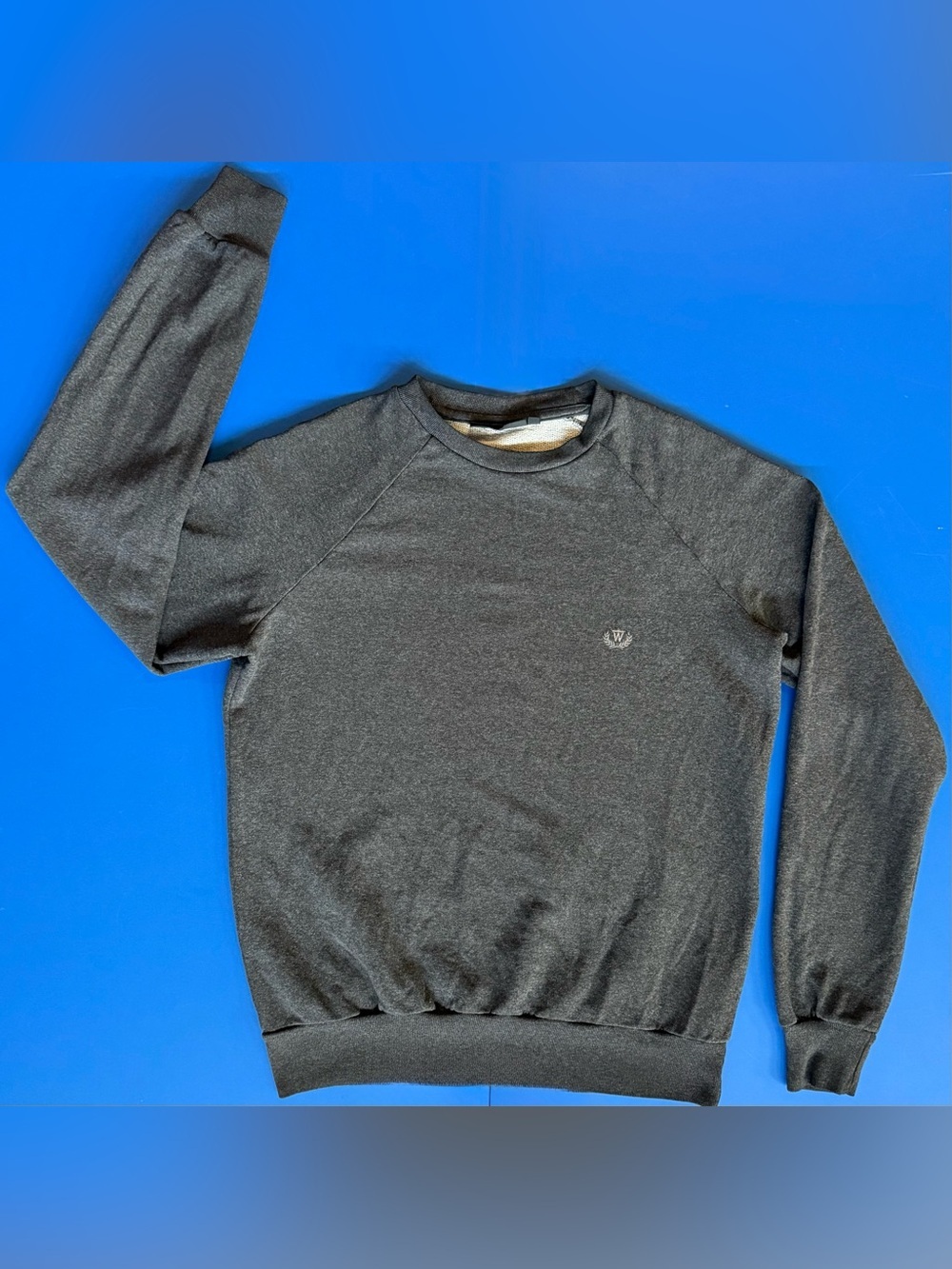 Whyred Heathered Charcoal Gray Crewneck Sweatshirt Men’s Large Raglan Minimalist